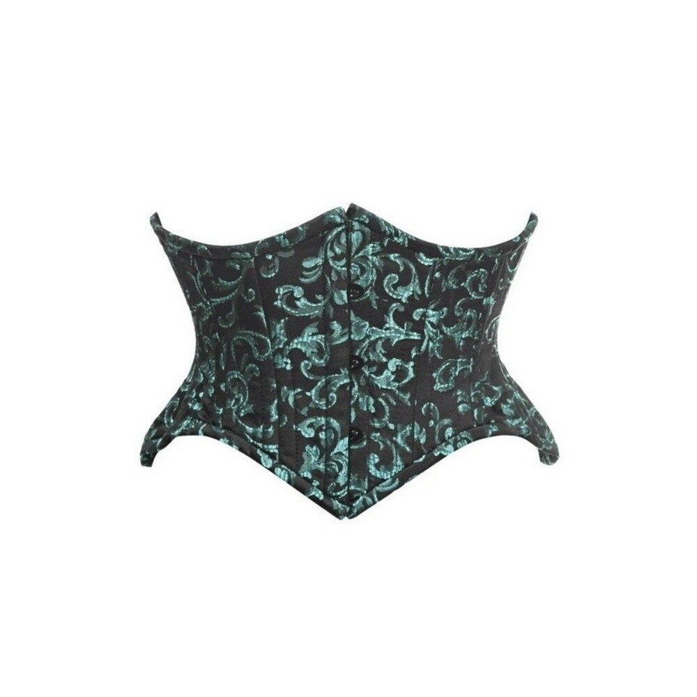 Top Drawer Daisy Corsets Size Small Green Brocade Double Steel Mini Cincher NWOT